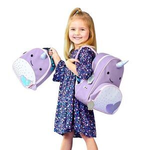 Skip Hop Unisex Kids Purple Narwhale Zoo Adjustable Strap Outer Pocket Backpack